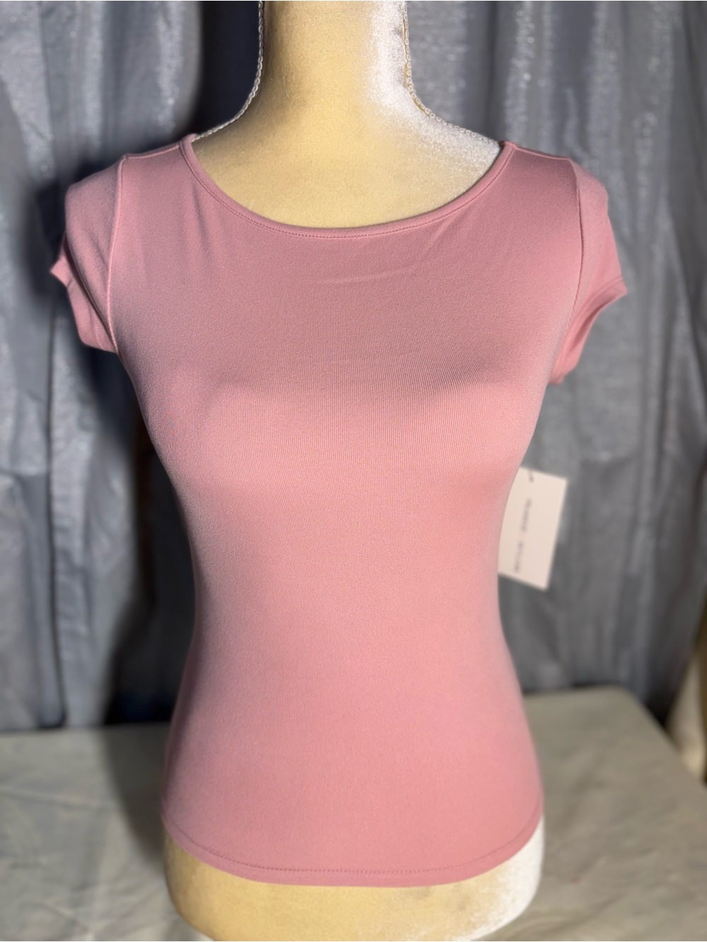 NWT- Women's Scoop Neck Cap Sleeve Tee in Dusty Pink